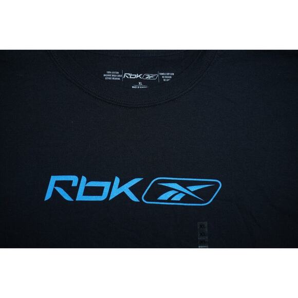 Reebok RBK Blue Logo T-Shirt Black Men's XL NWT Streetwear Retro Y2K - Picture 4 of 4
